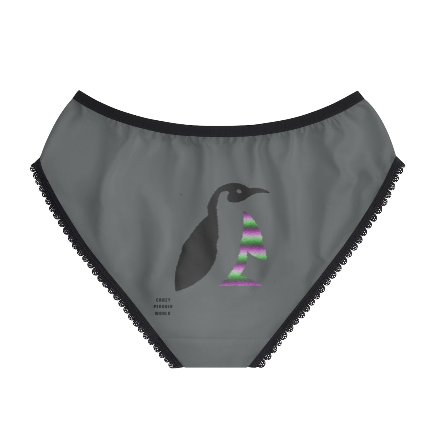 Women's Briefs: Crazy Penguin World Logo Dark Grey