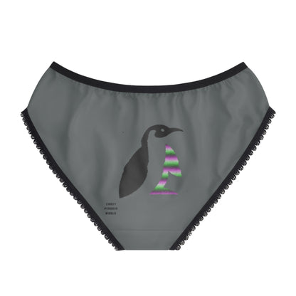 Women's Briefs: Crazy Penguin World Logo Dark Grey