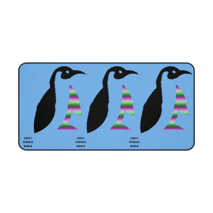 Desk Mat: Crazy Penguin World Logo Lite Blue