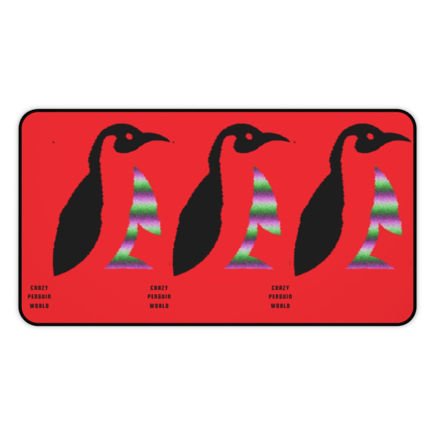 Desk Mat: Crazy Penguin World Logo Red