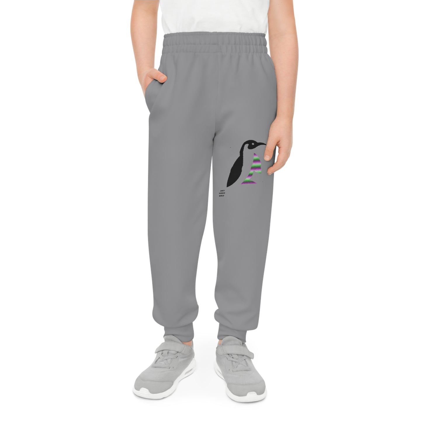 Youth Joggers: Crazy Penguin World Logo Grey