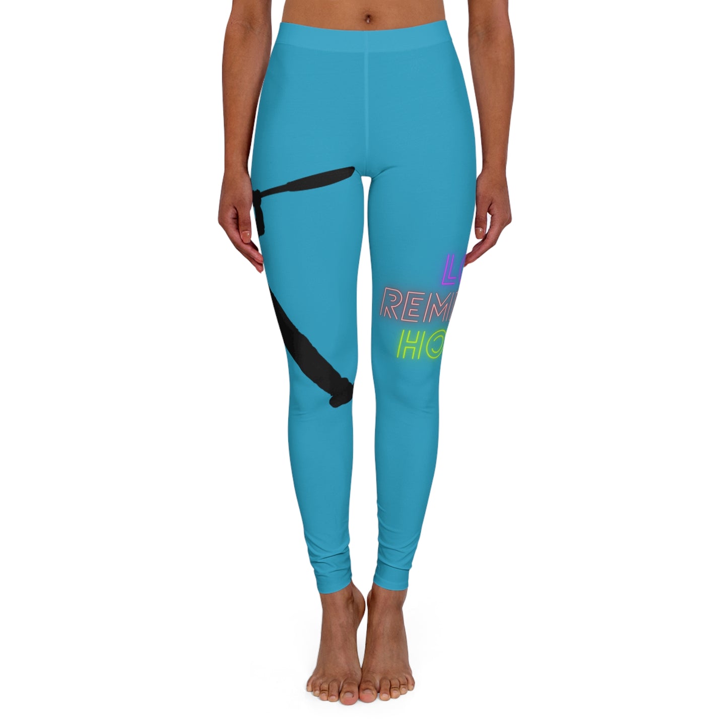 Women's Spandex Leggings: Baseball Turquoise