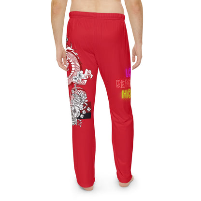 Men's Pajama Pants: Dragons Dark Red