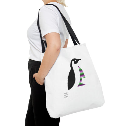 Tote Bag: Crazy Penguin World Logo White