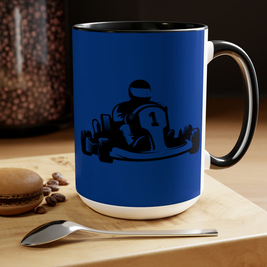 Two-Tone Coffee Mugs, 15oz: Racing Dark Blue