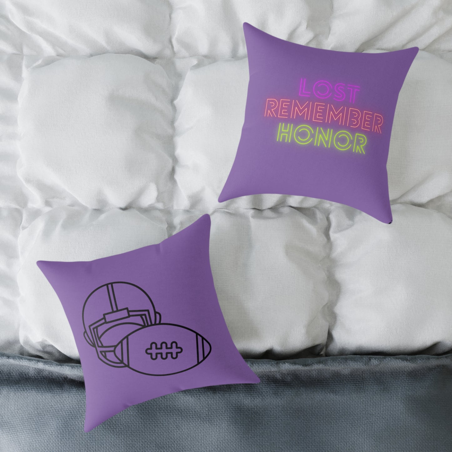 Spun Polyester Pillow: Football Lite Purple