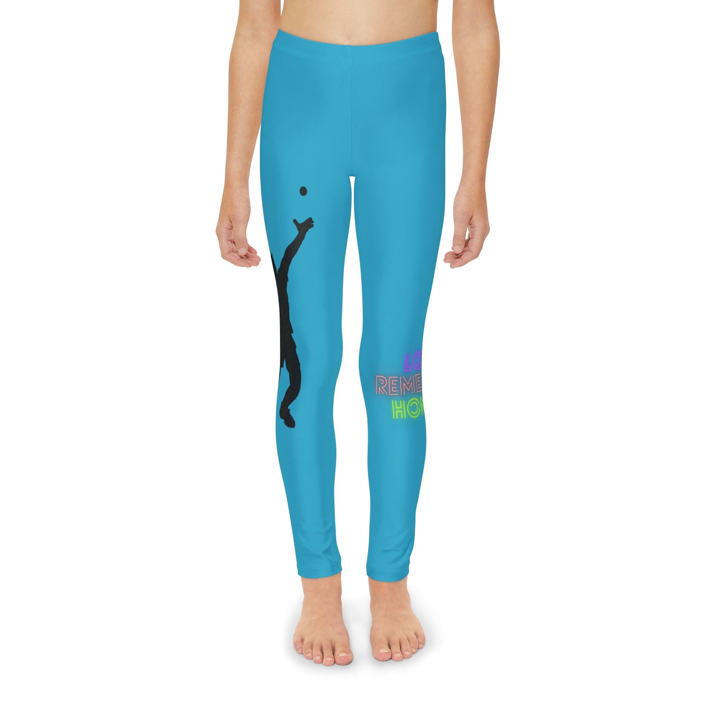 Youth Full-Length Leggings: Tennis Turquoise