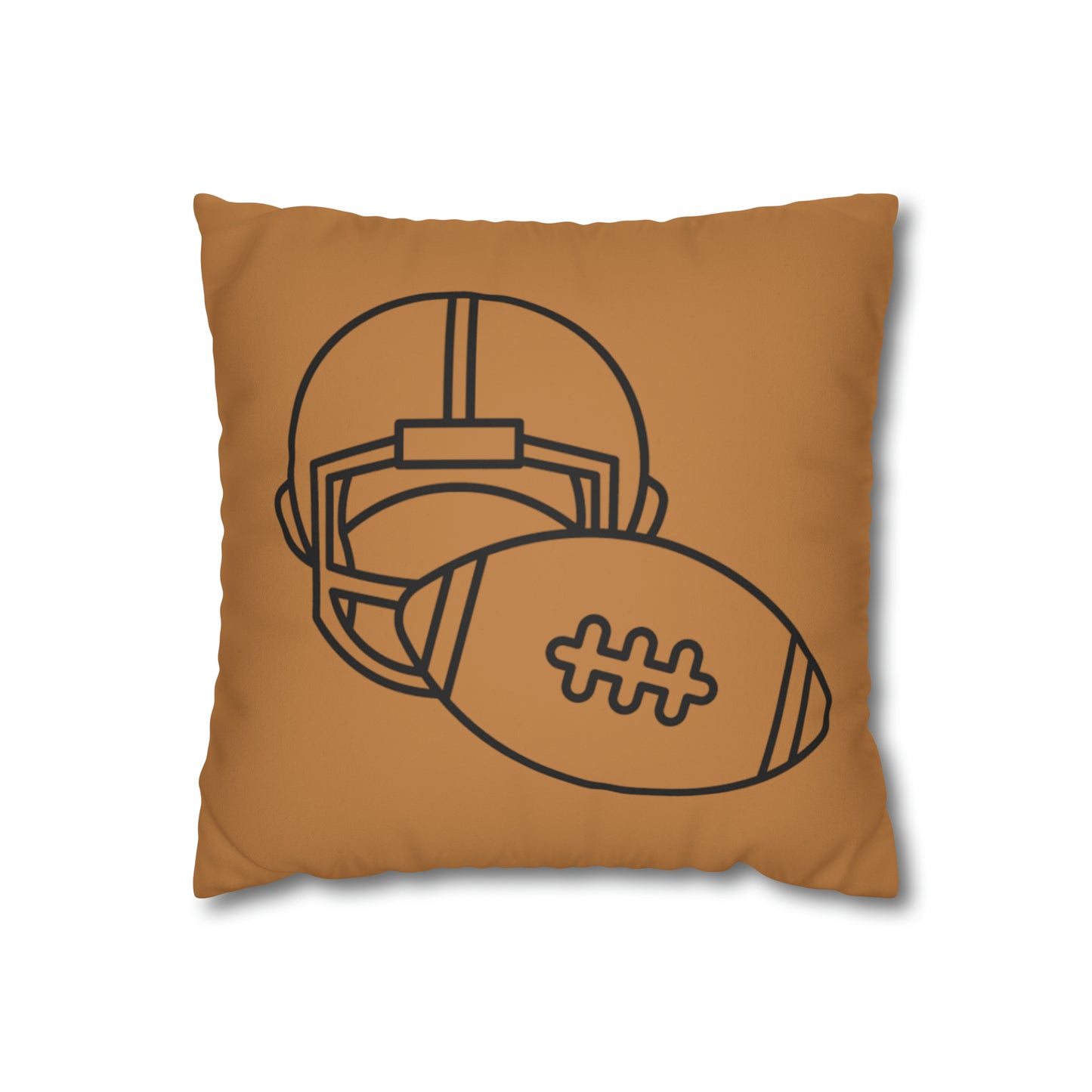 Faux Suede Square Pillow Case: Football Lite Brown