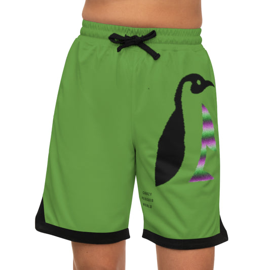 Basketball Rib Shorts: Crazy Penguin World Logo Green