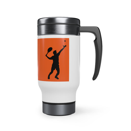 Stainless Steel Travel Mug with Handle, 14oz: Tennis Orange
