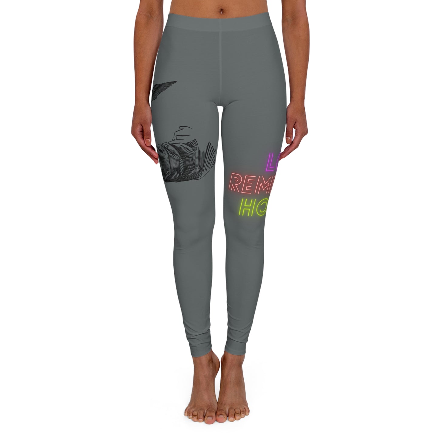 Women's Spandex Leggings: Writing Dark Grey