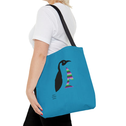 Tote Bag: Crazy Penguin World Logo Turquoise