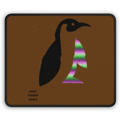 Gaming Mouse Pad: Crazy Penguin World Logo Brown