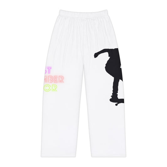 Pambabaeng Pajama Pants: Skateboarding White 