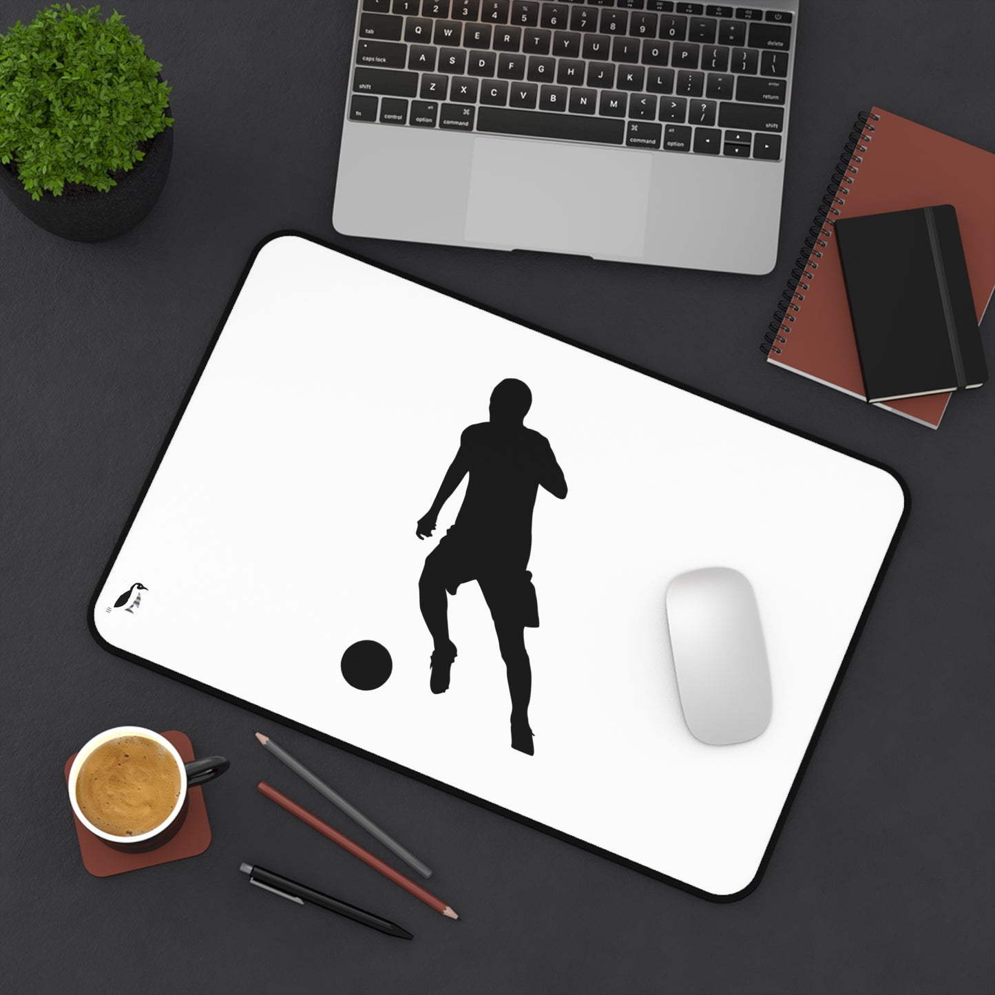 Desk Mat: Soccer White