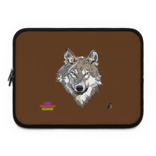 Laptop Sleeve: Wolves Brown