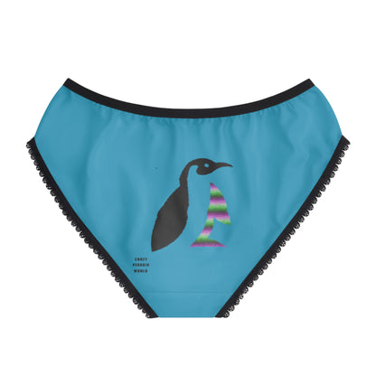 Women's Briefs: Crazy Penguin World Logo Turquoise