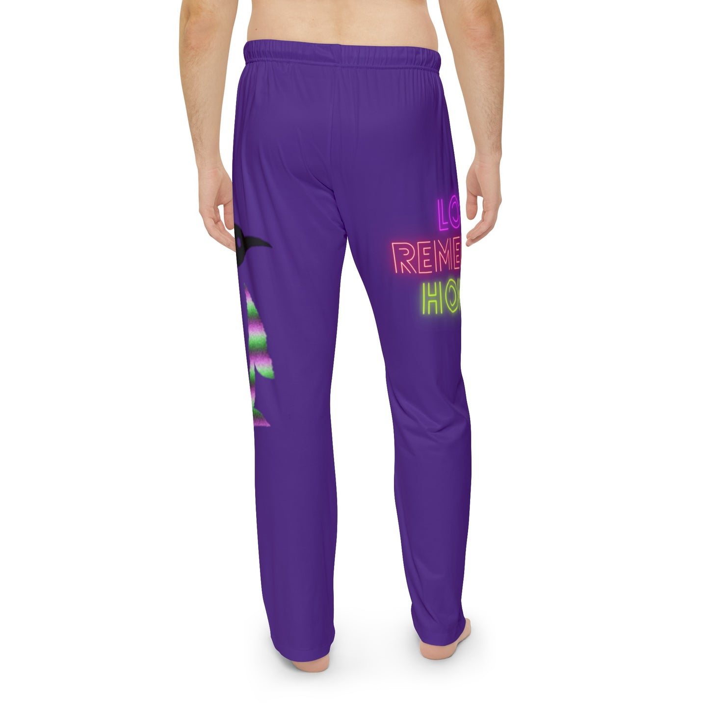 Men's Pajama Pants: Crazy Penguin World Logo Purple