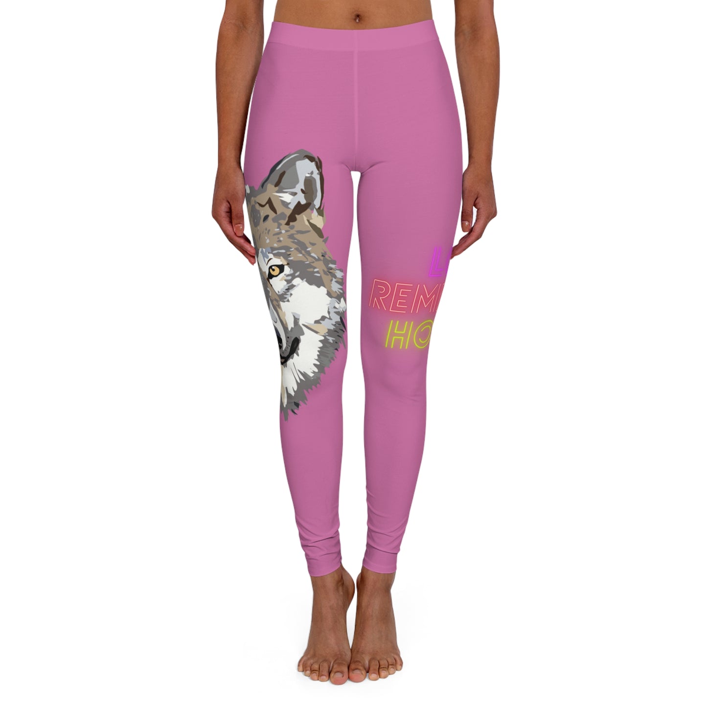 Women's Spandex Leggings: Wolves Lite Pink