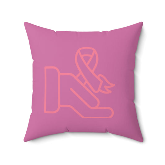 Spun Polyester Square Pillow: Fight Cancer Lite Pink