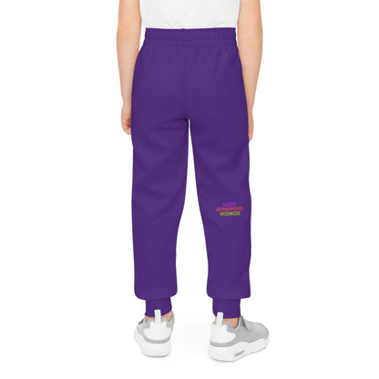 Youth Joggers: Crazy Penguin World Logo Purple