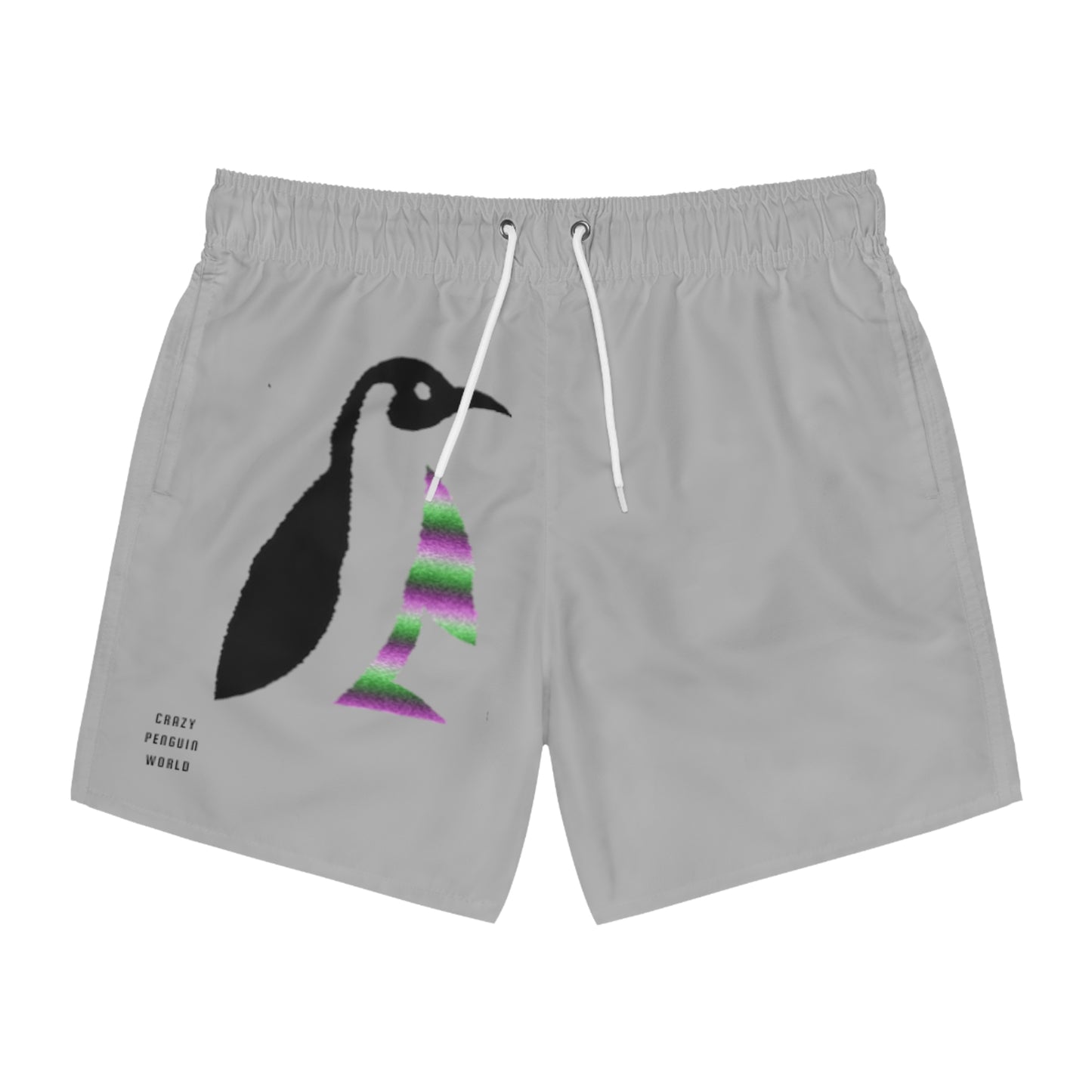 Swim Trunks: Crazy Penguin World Logo Lite Grey