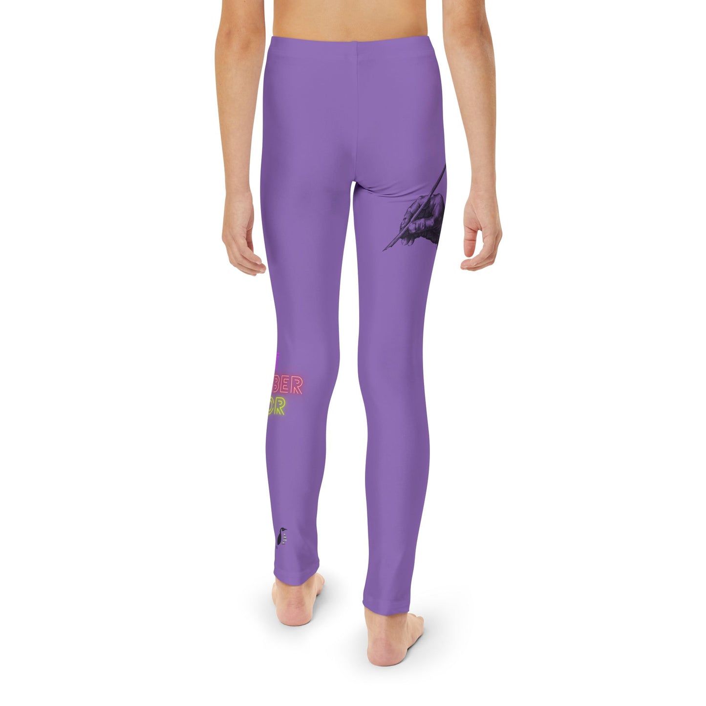 Youth Full-Length Leggings: Writing Lite Purple