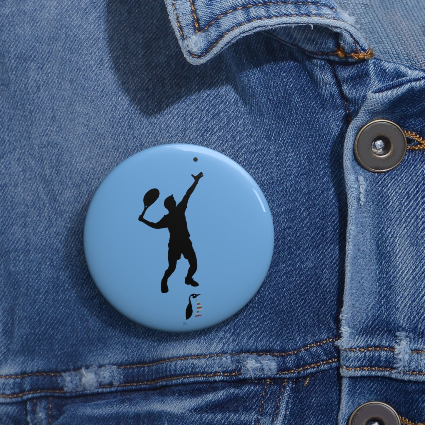 Custom Pin Buttons Tennis Lite Blue