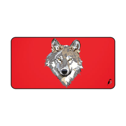 Desk Mat: Wolves Red