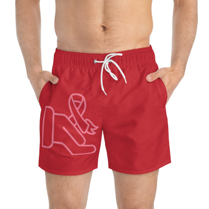 Swim Trunks: Fight Cancer Dark Red