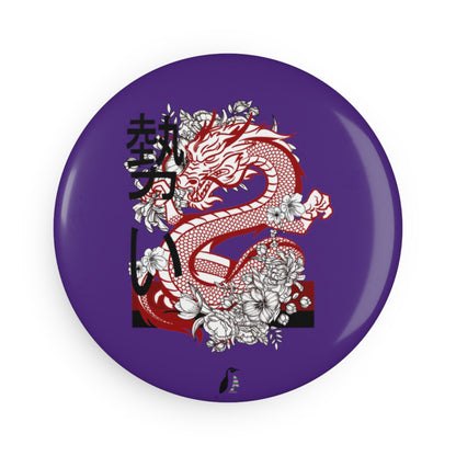 Button Magnet, Round (1 & 10 pcs): Dragons Purple