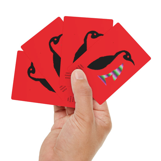 Poker Cards: Crazy Penguin World Logo Red