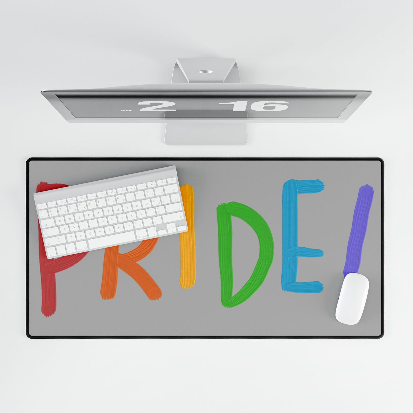 Desk Mats: LGBTQ Pride Lite Grey