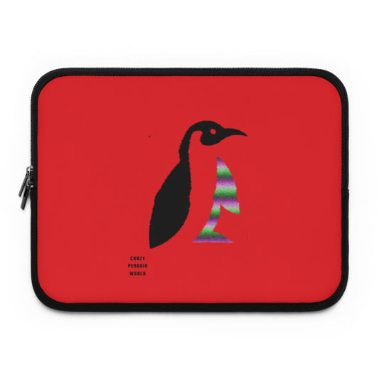 Laptop Sleeve: Crazy Penguin World Logo Red