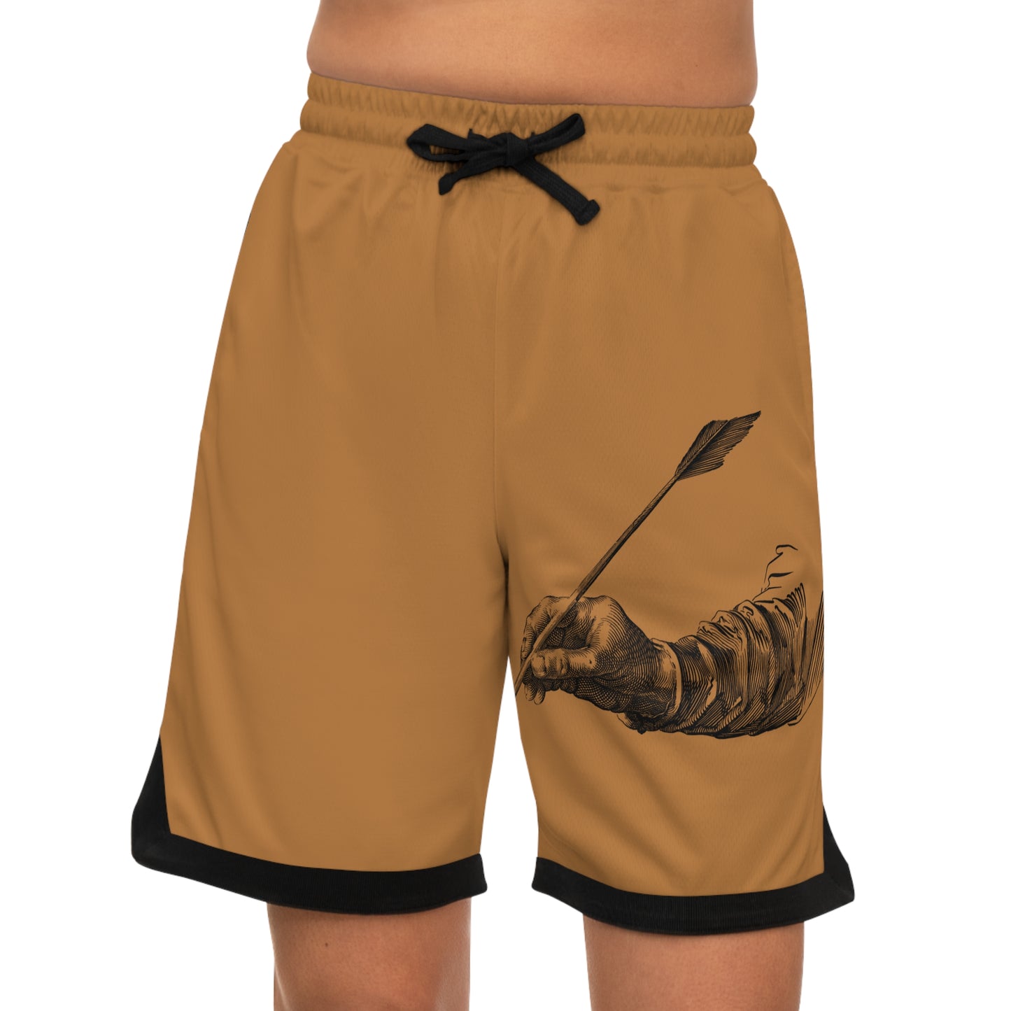 Basketball Rib Shorts: Writing Lite Brown