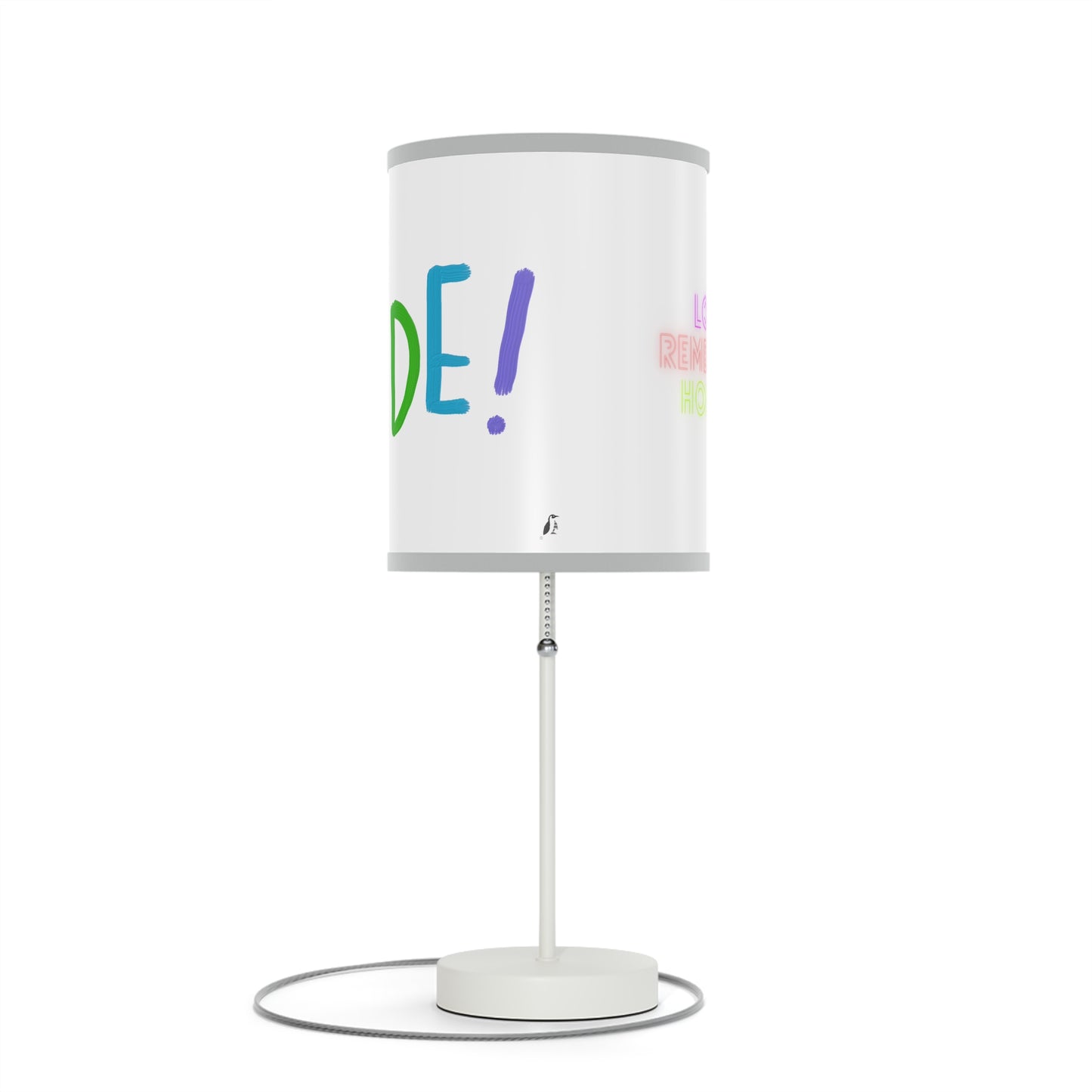 Lamp on a Stand, US|CA plug: LGBTQ Pride White 