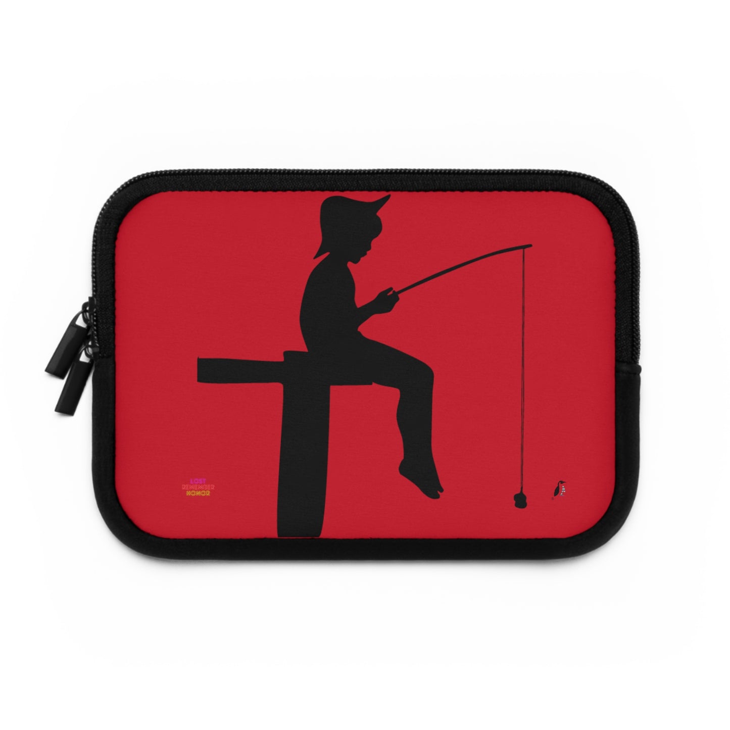 Laptop Sleeve: Fishing Dark Red