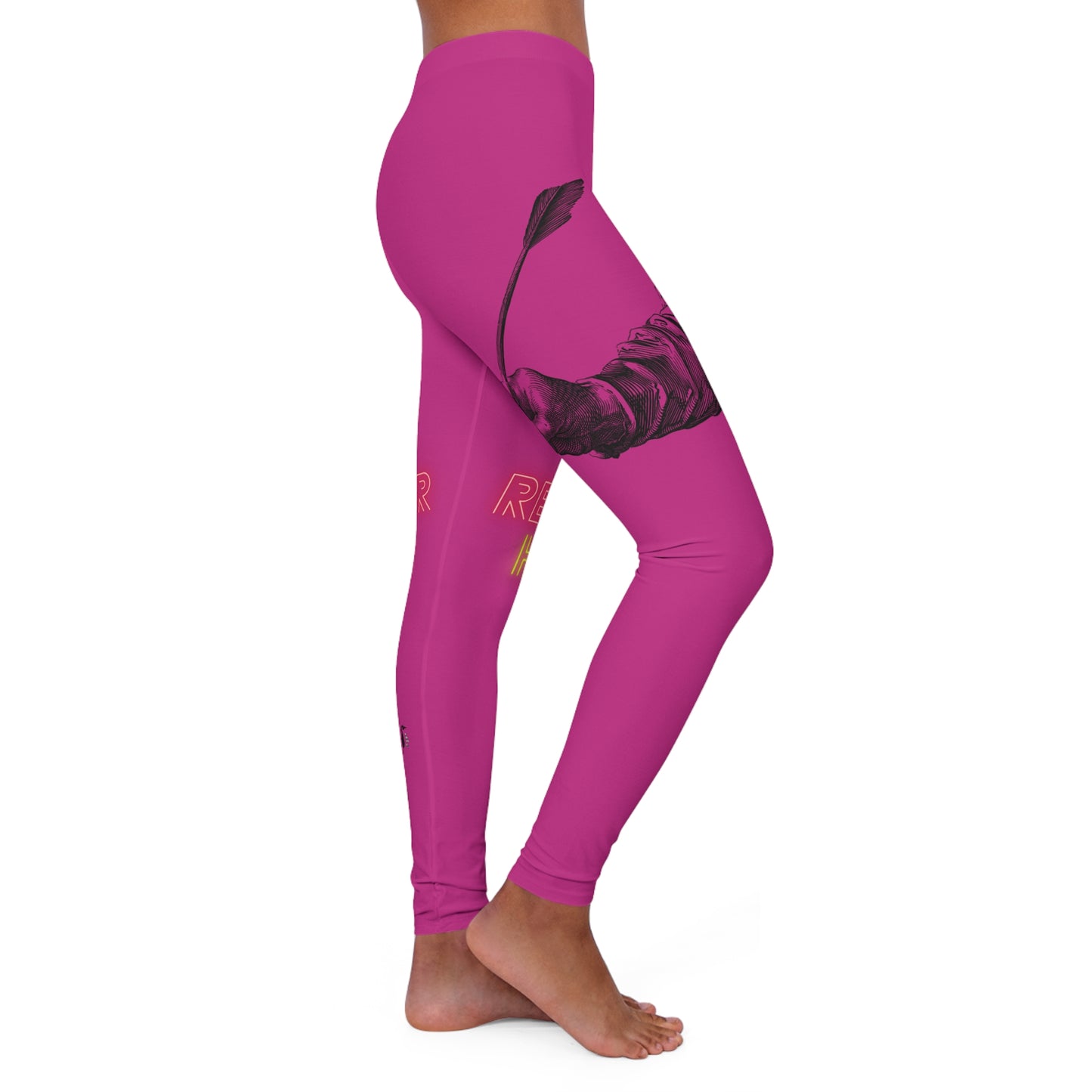 Women's Spandex Leggings: Writing Pink