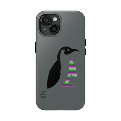 Tough Phone Cases (for iPhones): Crazy Penguin World Logo Dark Grey