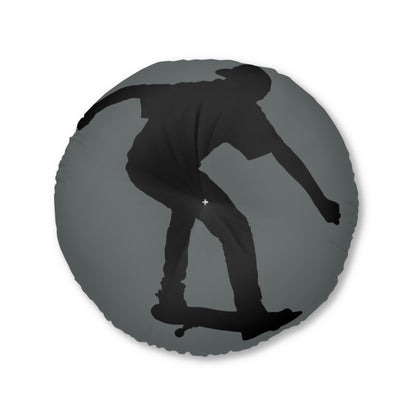 Tufted Floor Pillow, Round: Skateboarding Dark Grey