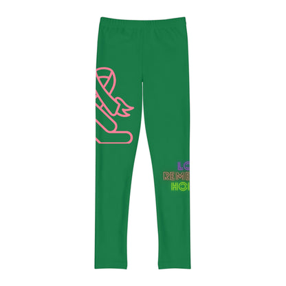 Youth Full-Length Leggings: Fight Cancer Dark Green