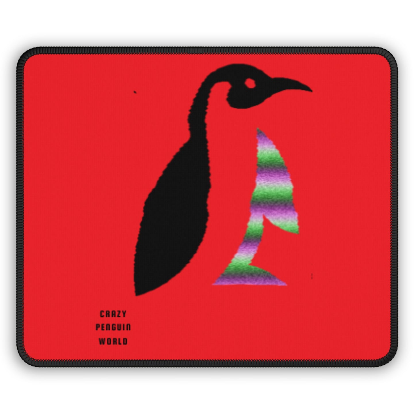 Gaming Mouse Pad: Crazy Penguin World Logo Red