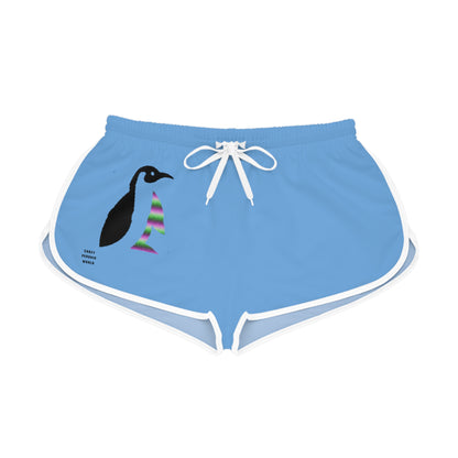 Women's Relaxed Shorts: Crazy Penguin World Logo Lite Blue