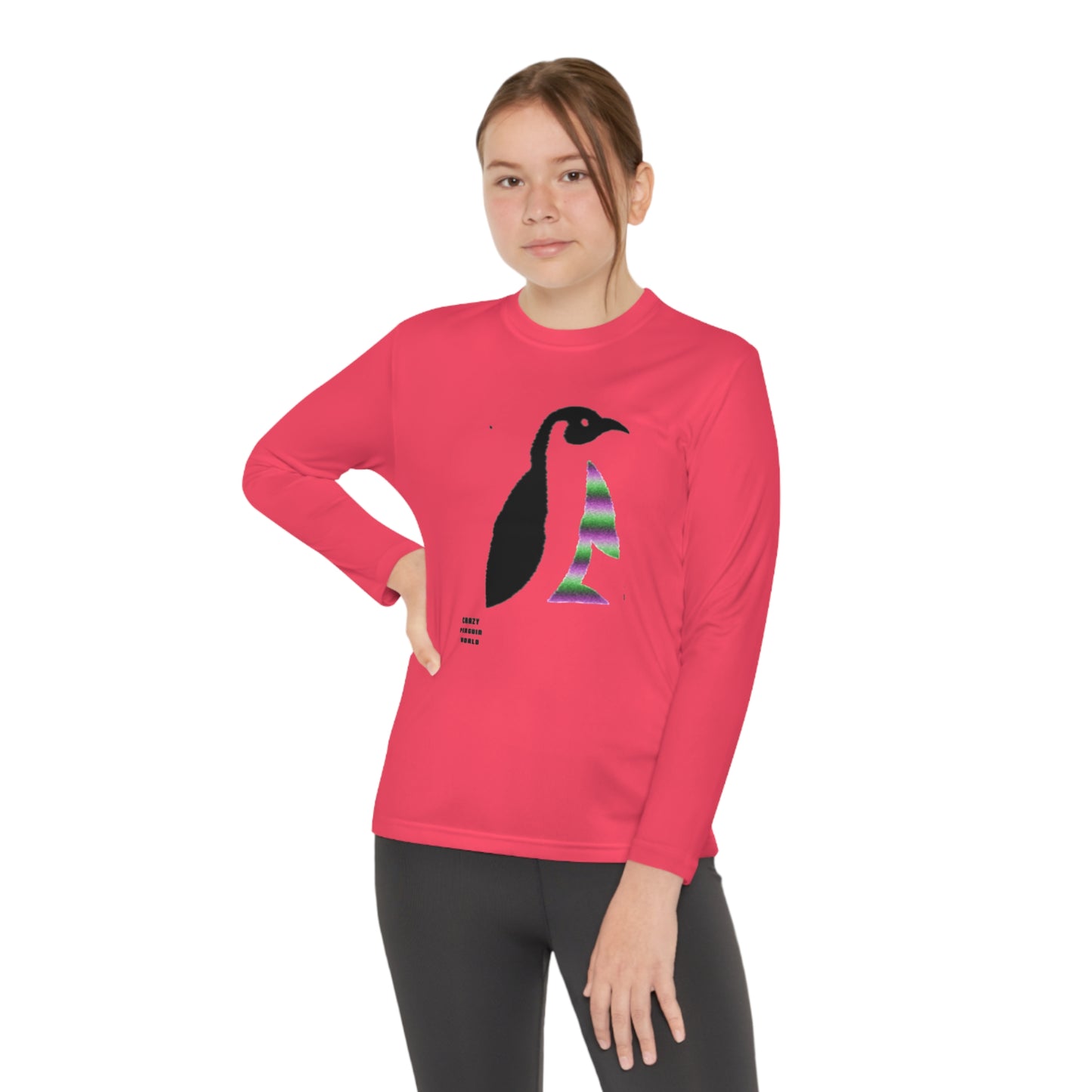 Youth Long Sleeve Competitor Tee: Logo ng Crazy Penguin World 