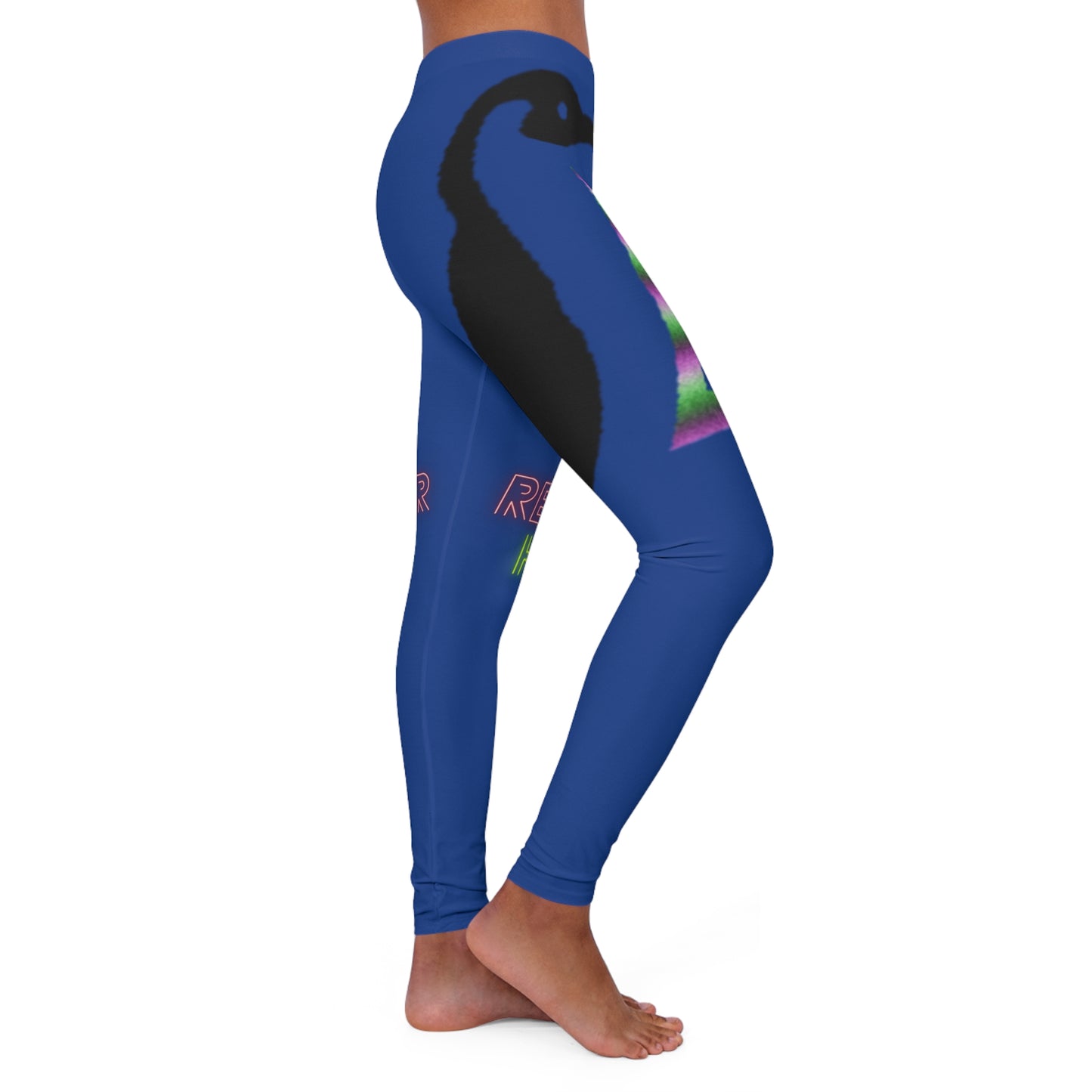 Women's Spandex Leggings: Crazy Penguin World Logo Dark Blue