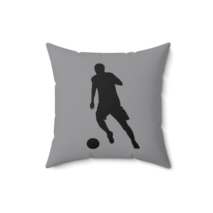 Spun Polyester Square Pillow: Soccer Grey