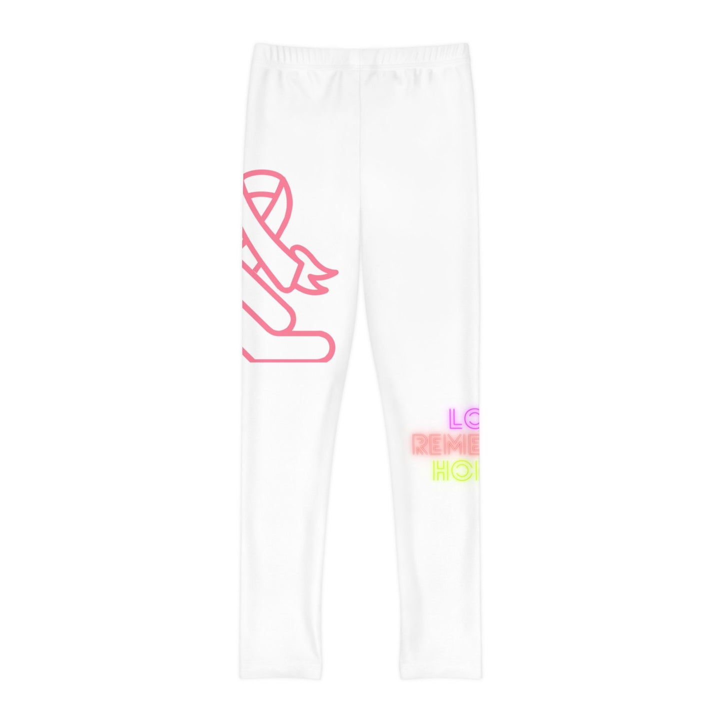 Youth Full-Length Leggings: Fight Cancer White