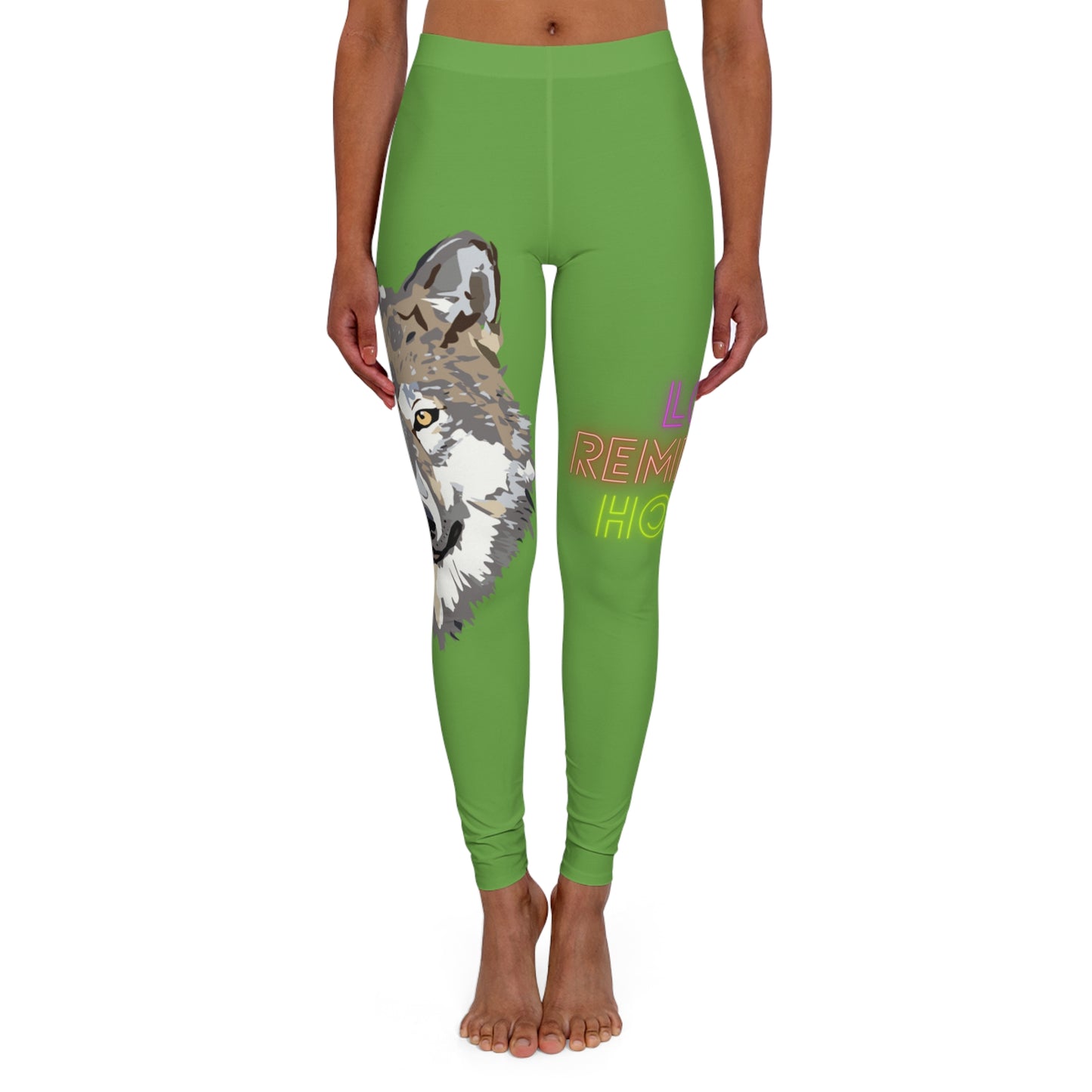 Women's Spandex Leggings: Wolves Green