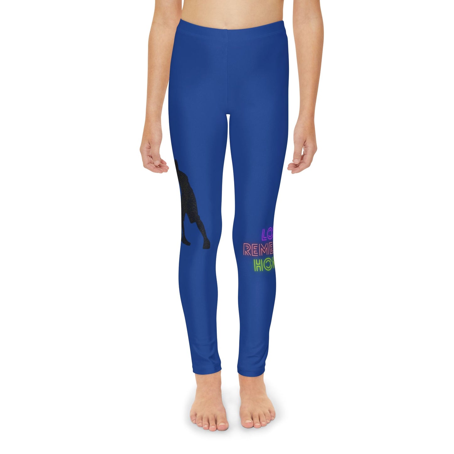 Youth Full-Length Leggings: Basketball Dark Blue