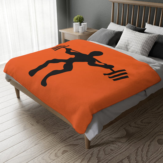 Velveteen Minky Blanket (Two-sided print) Weightlifting Orange